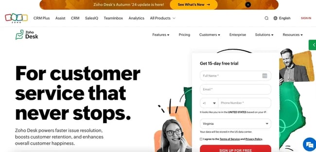 customer service automation software, Zoho Desk